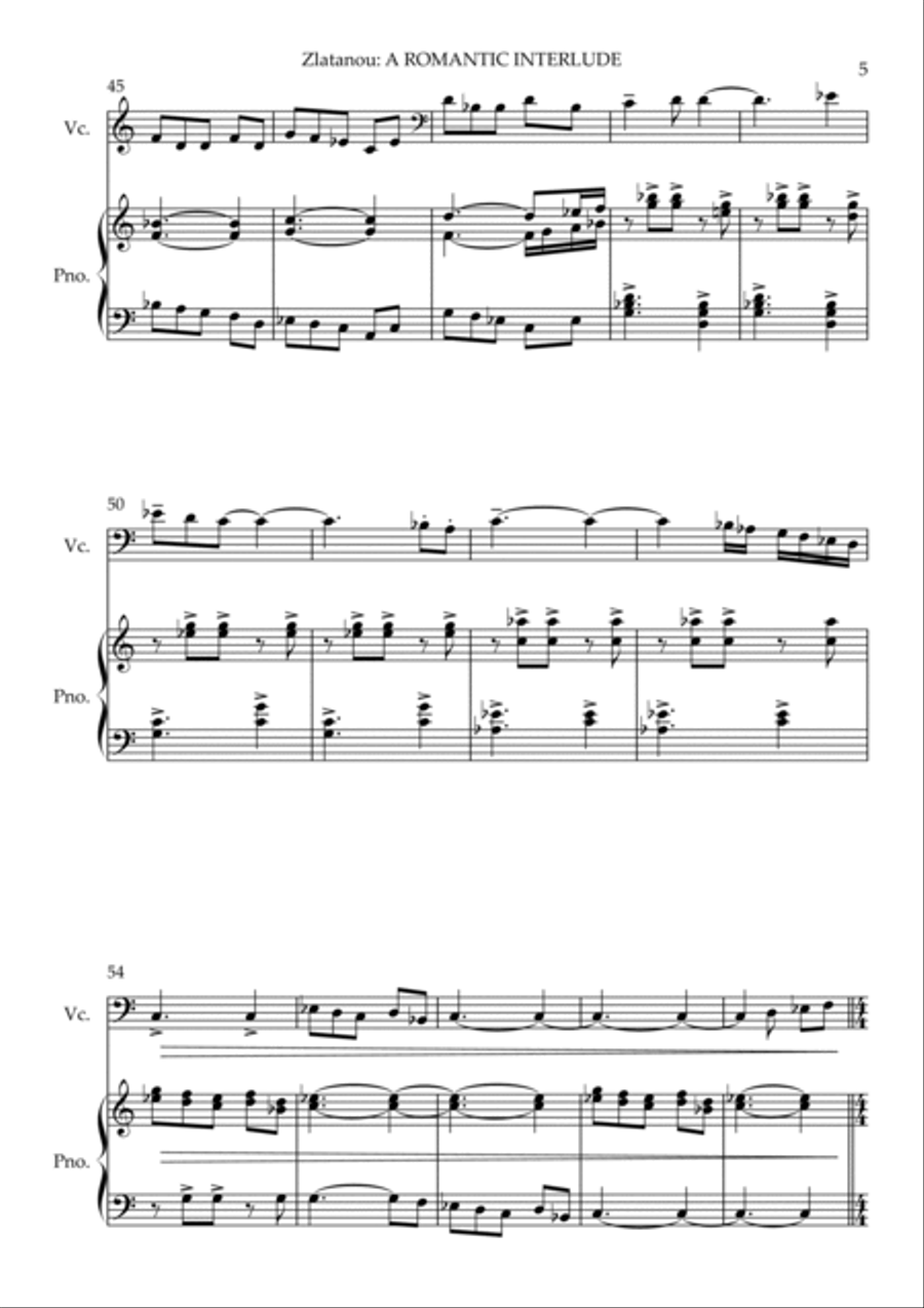 A ROMANTIC INTERLUDE, for violoncello and piano Piano scores gallery preview page 5