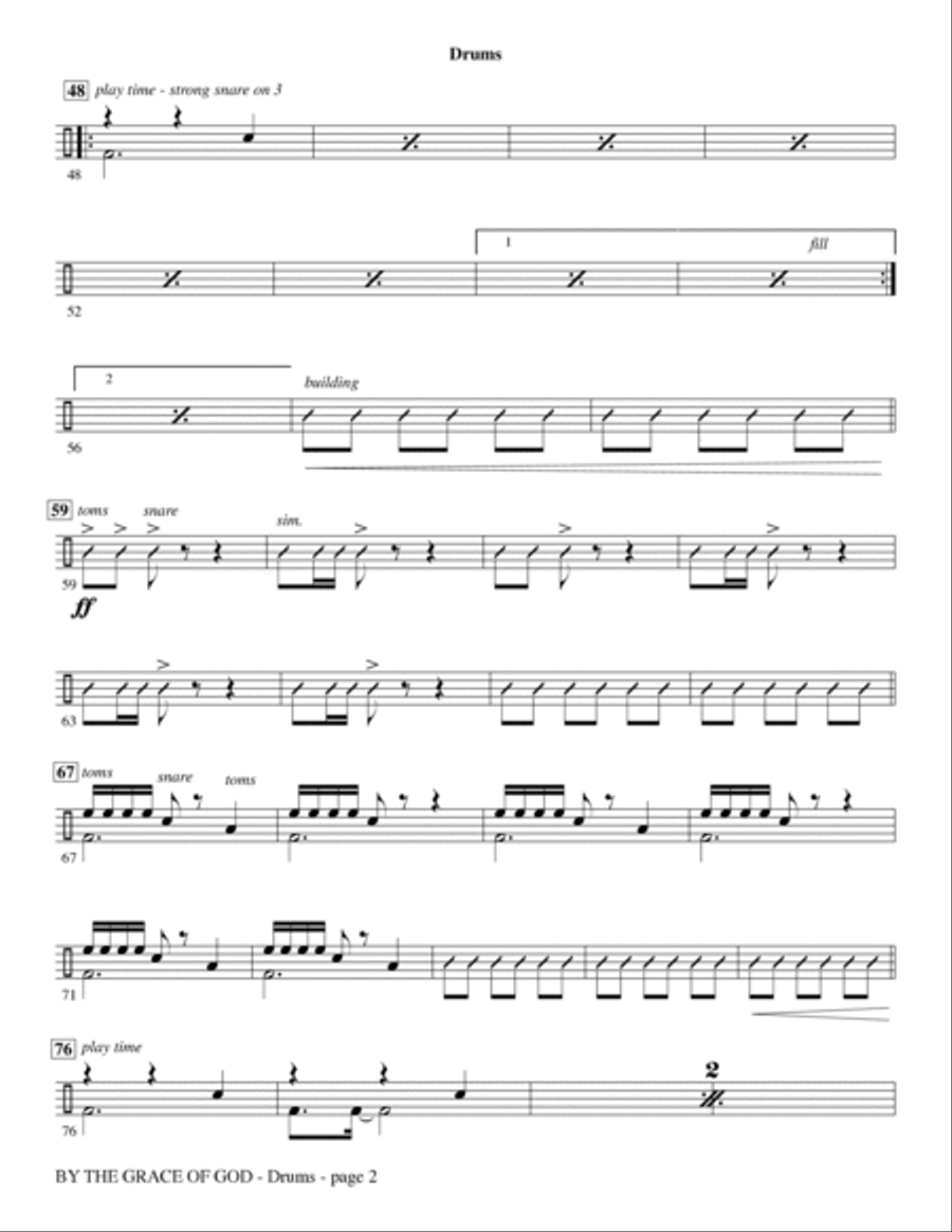 By The Grace Of God - Drums Choir scores gallery preview page 2
