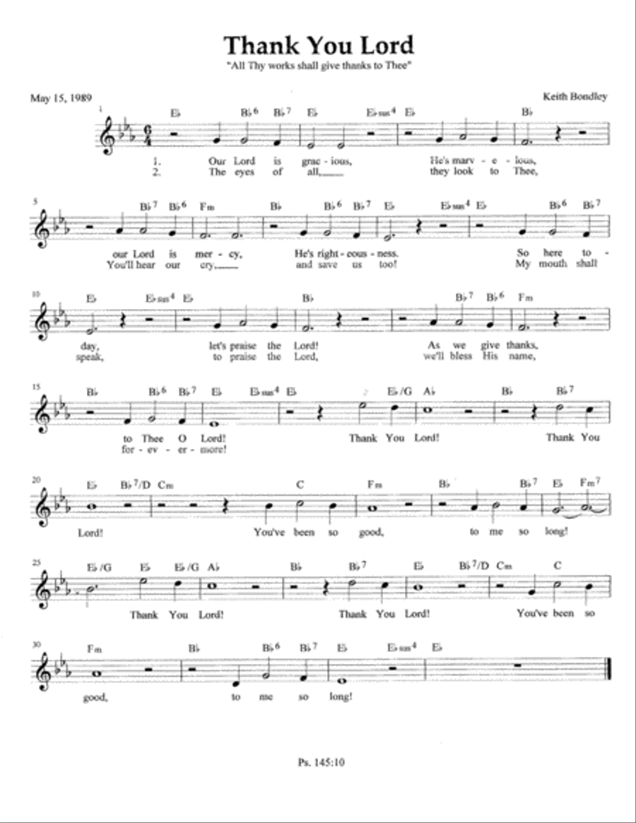 Thank You Lord Piano, Vocal, Guitar scores gallery preview page 1