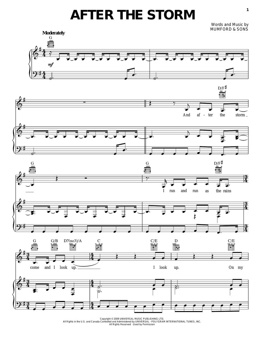 After The Storm Piano, Vocal, Guitar scores gallery preview page 1