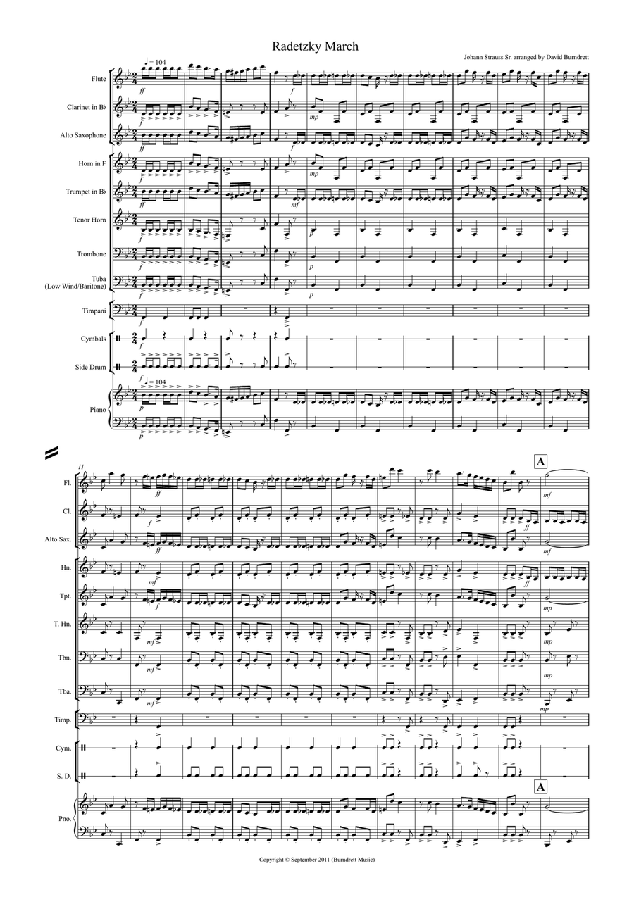 Radetzky March for School Wind Band Concert Band scores gallery preview page 1