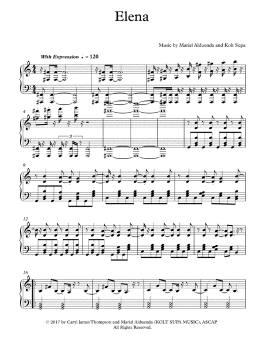 Elena Piano Solo scores gallery preview page 1