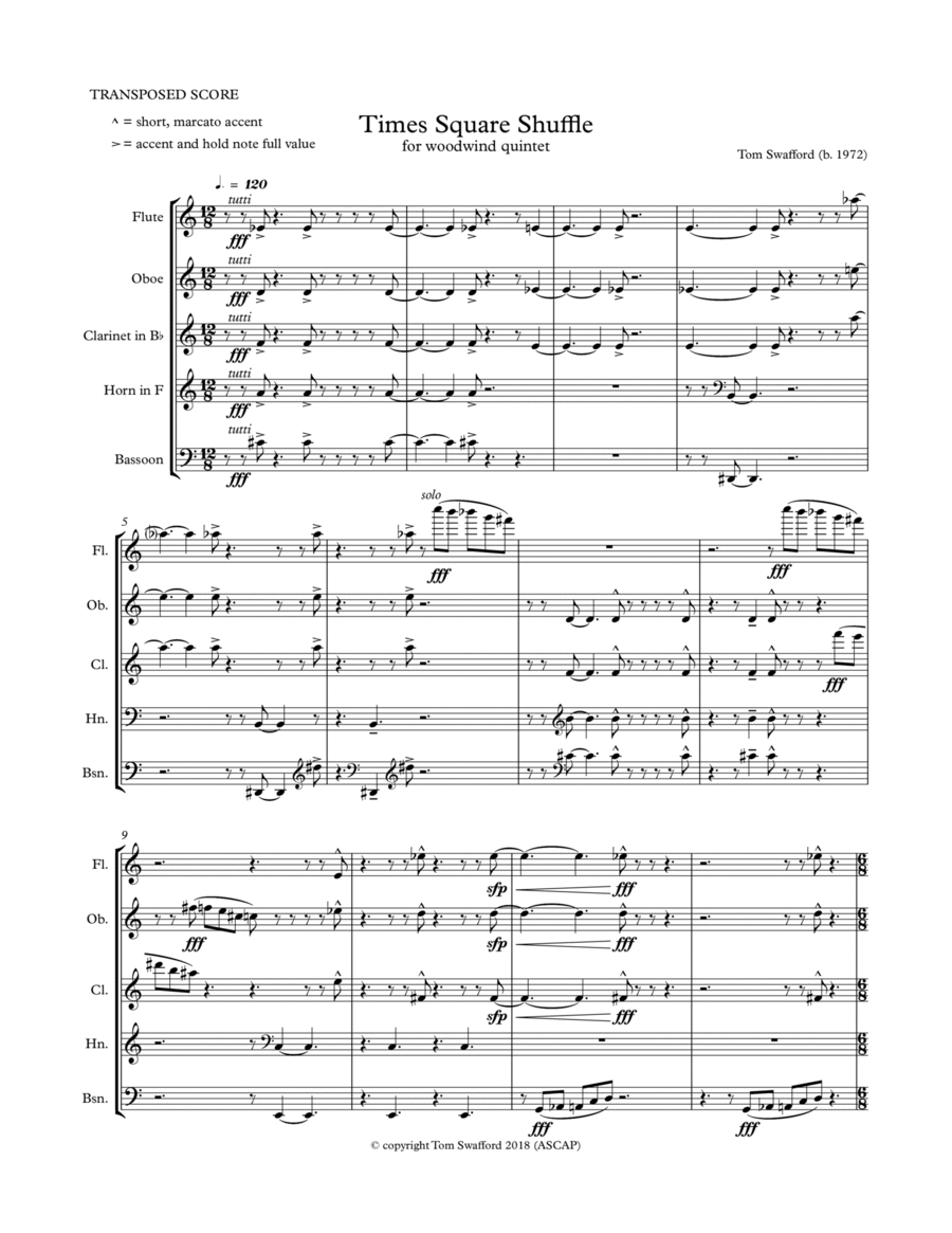 Times Square Shuffle for woodwind quintet image number null