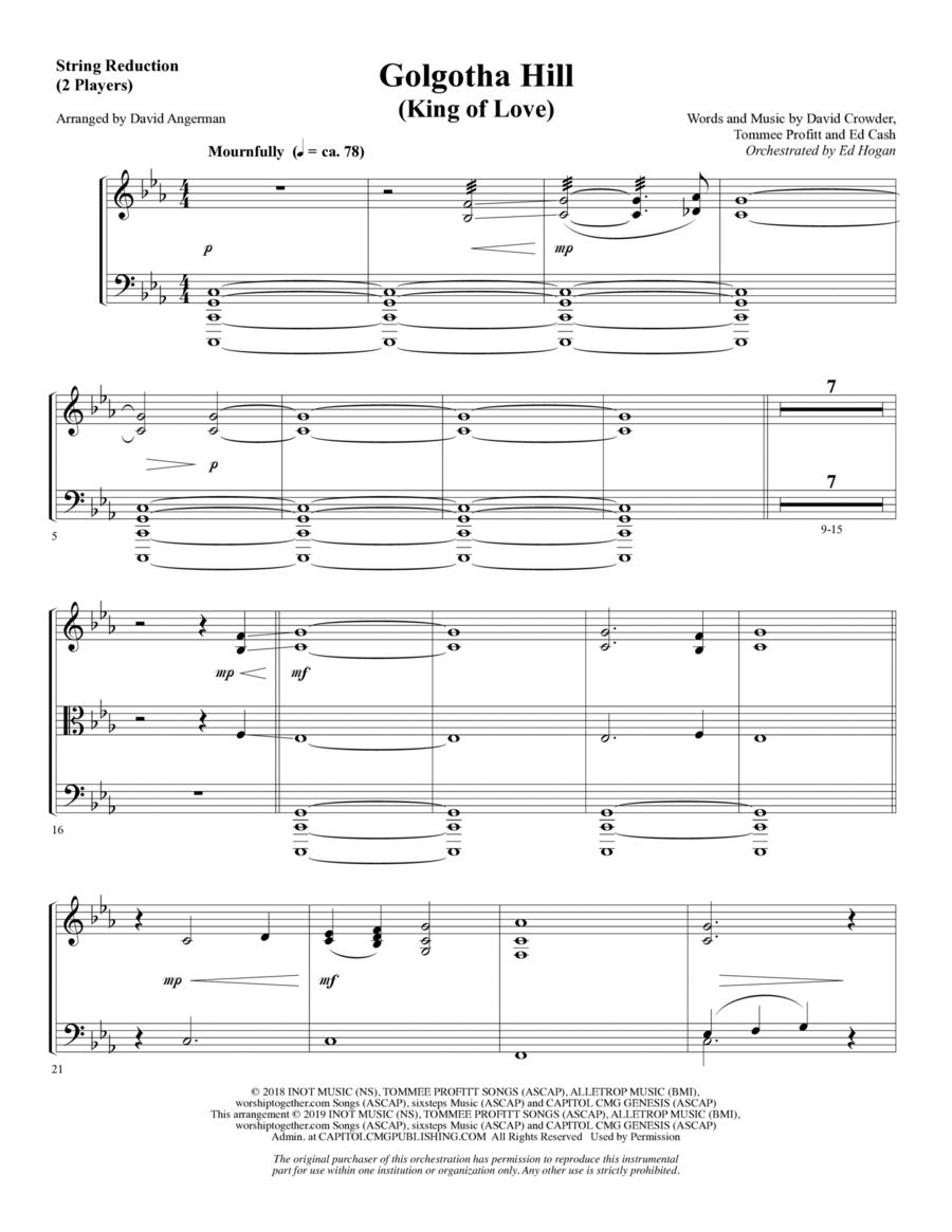 Golgotha Hill (King of Love) (arr. David Angerman) - Keyboard String Reduction Choir scores gallery preview page 1