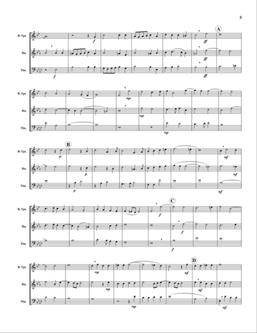 Three English Madrigals Brass Trio scores gallery preview page 5