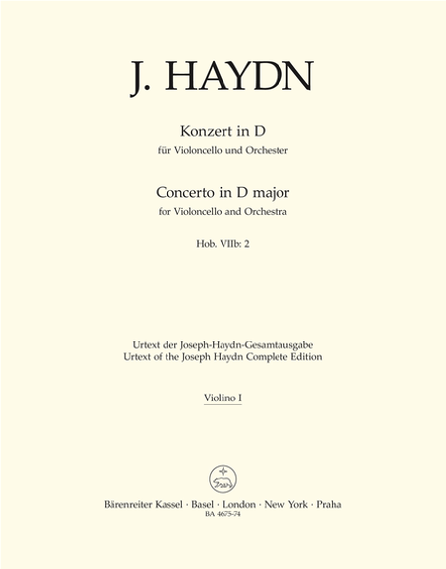 Concerto for Violoncello and Orchestra in D major Hob. VIIb:2 Violin scores gallery preview page 1