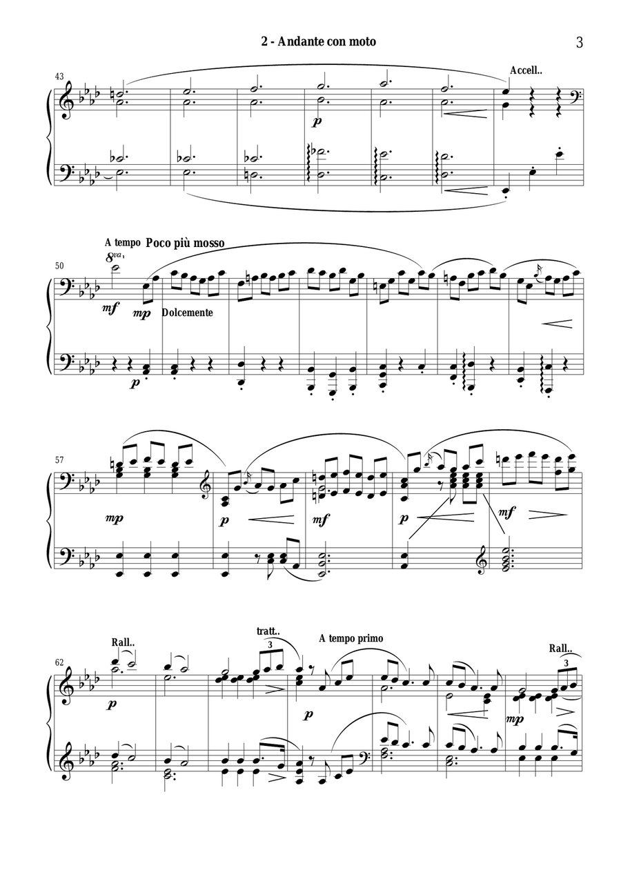 L.van Beethoven - Symphony no.5 Op.67 for piano – 2nd mov. Andante con moto Piano Solo scores gallery preview page 3