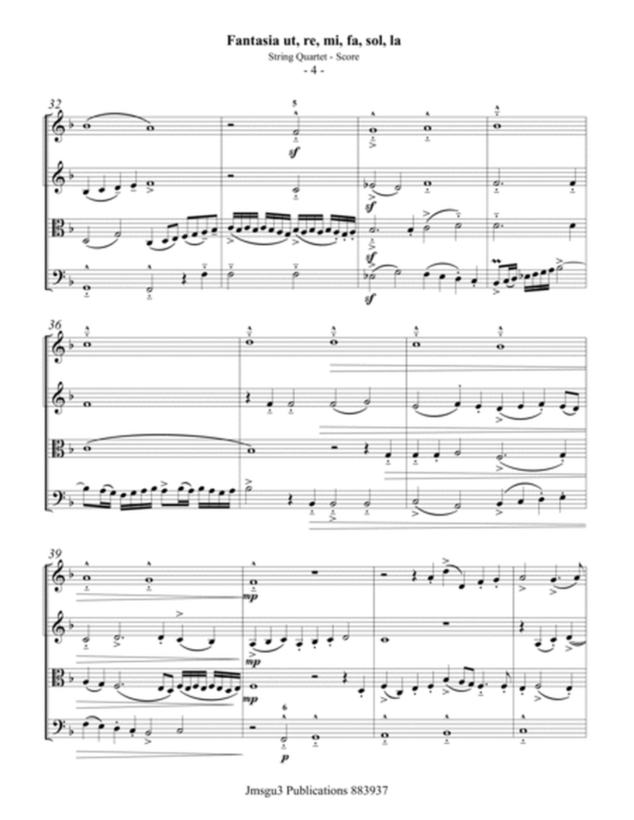 Sweelinck: Fantasia Ut, re, mi, fa, sol, la for String Quartet - Score Only image number null