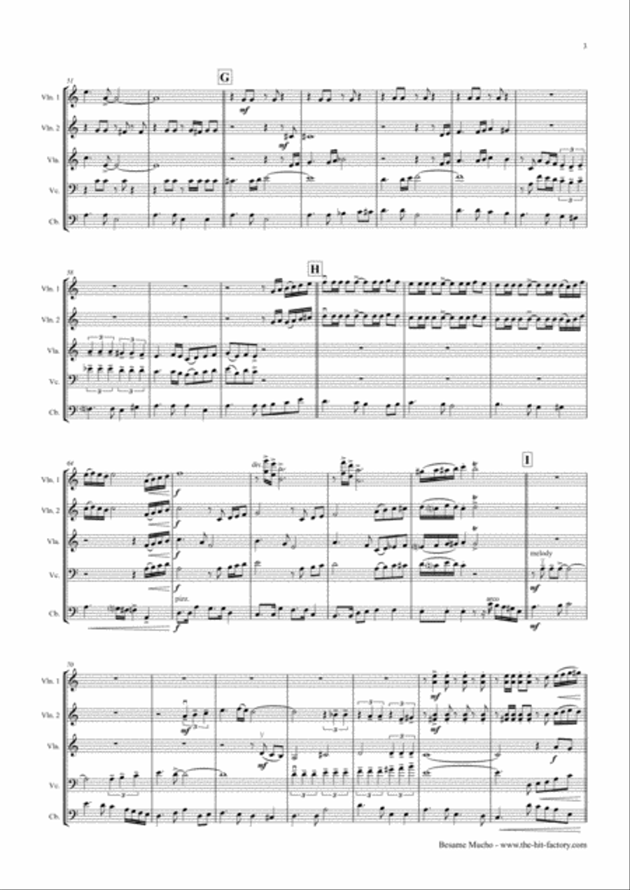 Besame Mucho (Kiss Me Much) String Orchestra scores gallery preview page 3