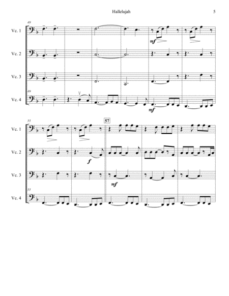 Hallelujah by Leonard Cohen for 4 cellos  Digital Sheet Music