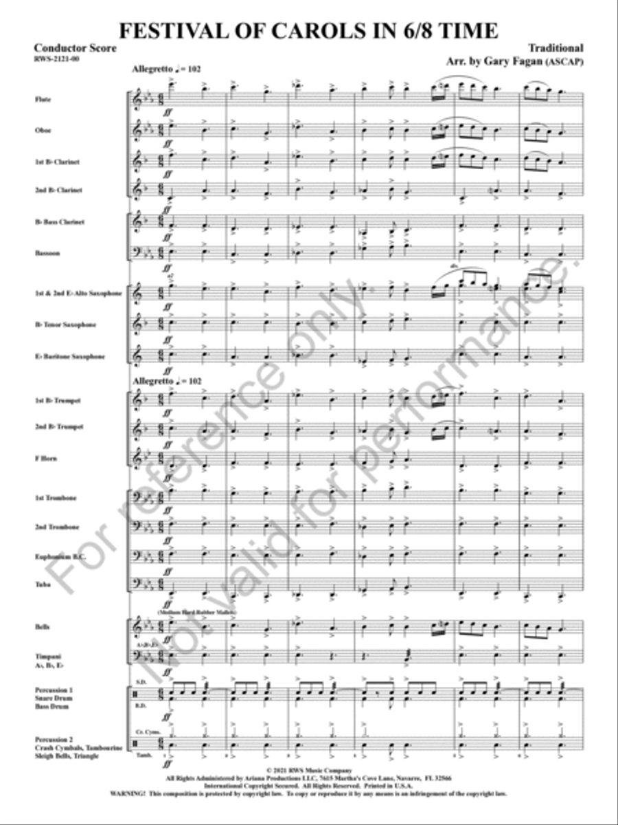 Festival of Carols in 6/8 Time Concert Band scores gallery preview page 4
