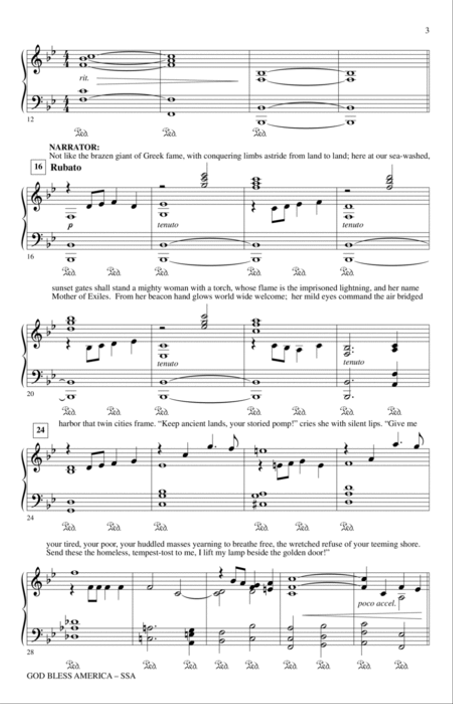 God Bless America (arr. Bruce Healey) SSA scores gallery preview page 2