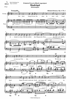 Madrigal, Op. 15 No. 1 (Original key. E-flat Major)