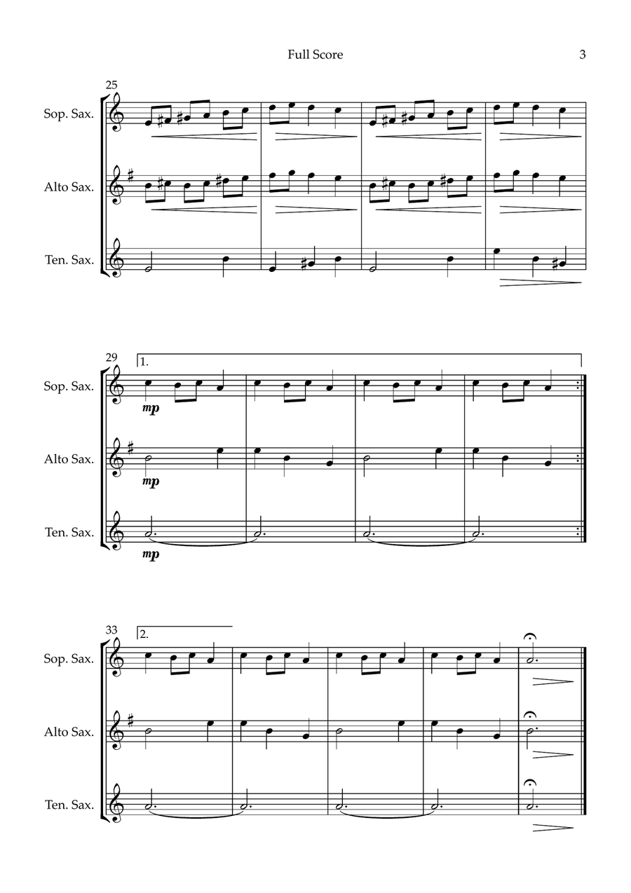 Carol of the Bells (Christmas Song) for Saxophone Trio Woodwind Trio scores gallery preview page 3