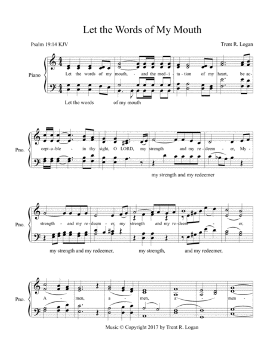 Let the Words of My Mouth 4-Part scores gallery preview page 1