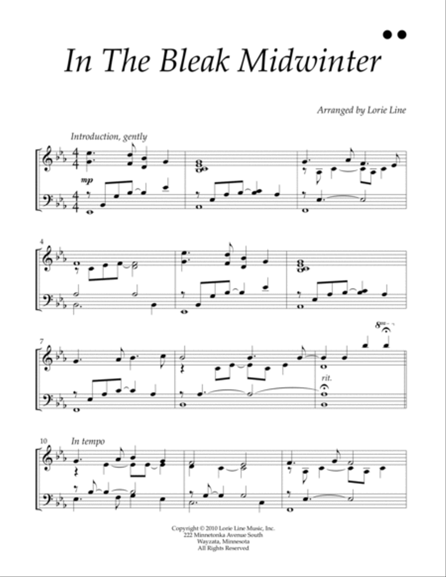 In The Bleak Midwinter Piano Solo scores gallery preview page 2