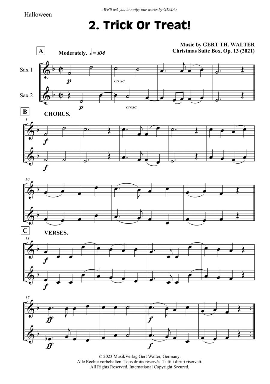 Trick Or Treat! Alto Saxophone scores gallery preview page 1