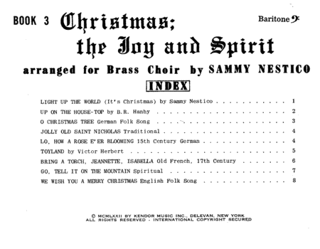 Christmas; The Joy & Spirit - Book 3/Baritone BC