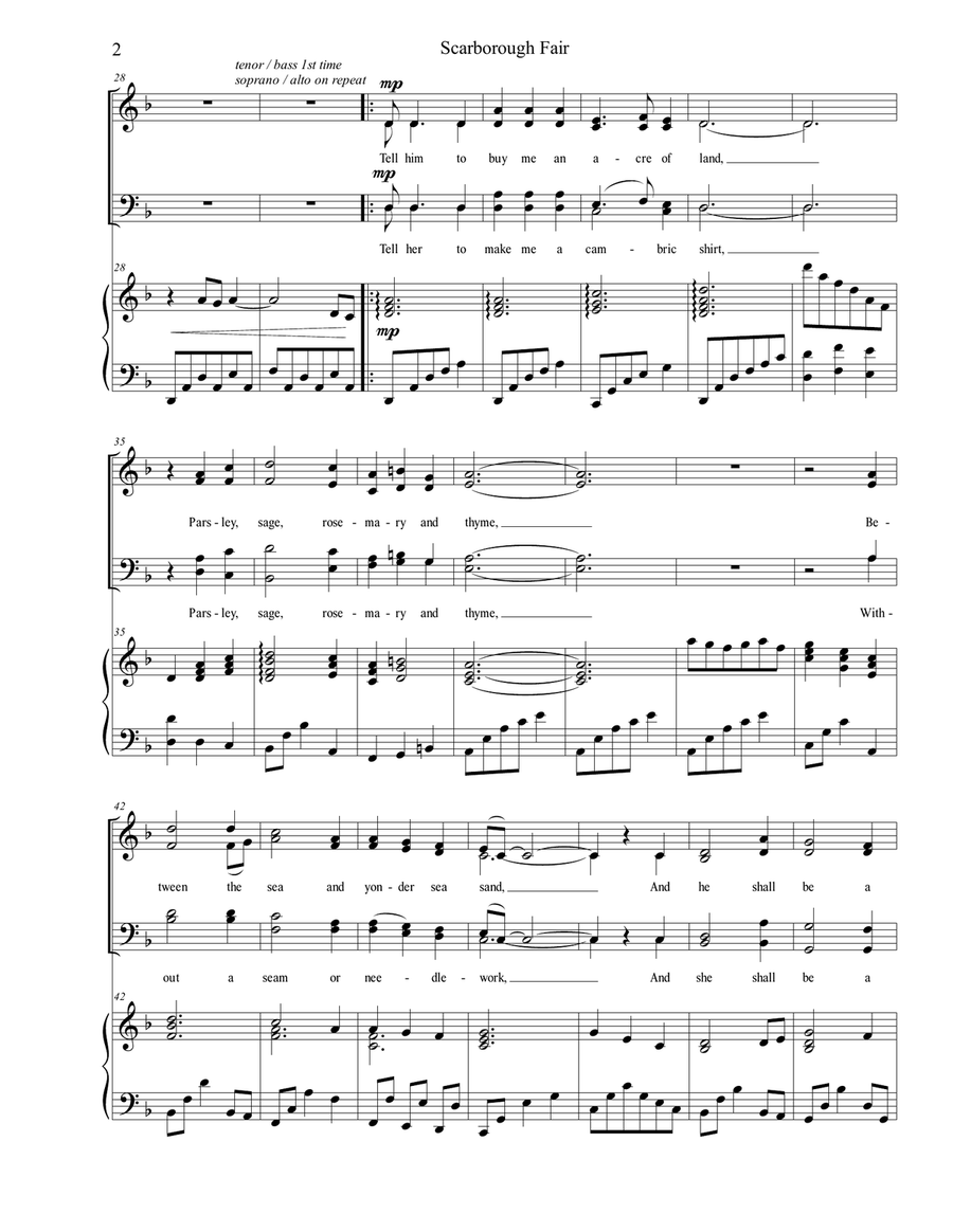 Scarborough Fair (SATB) Scarborough Fair (SATB) 4-Part scores gallery preview page 2