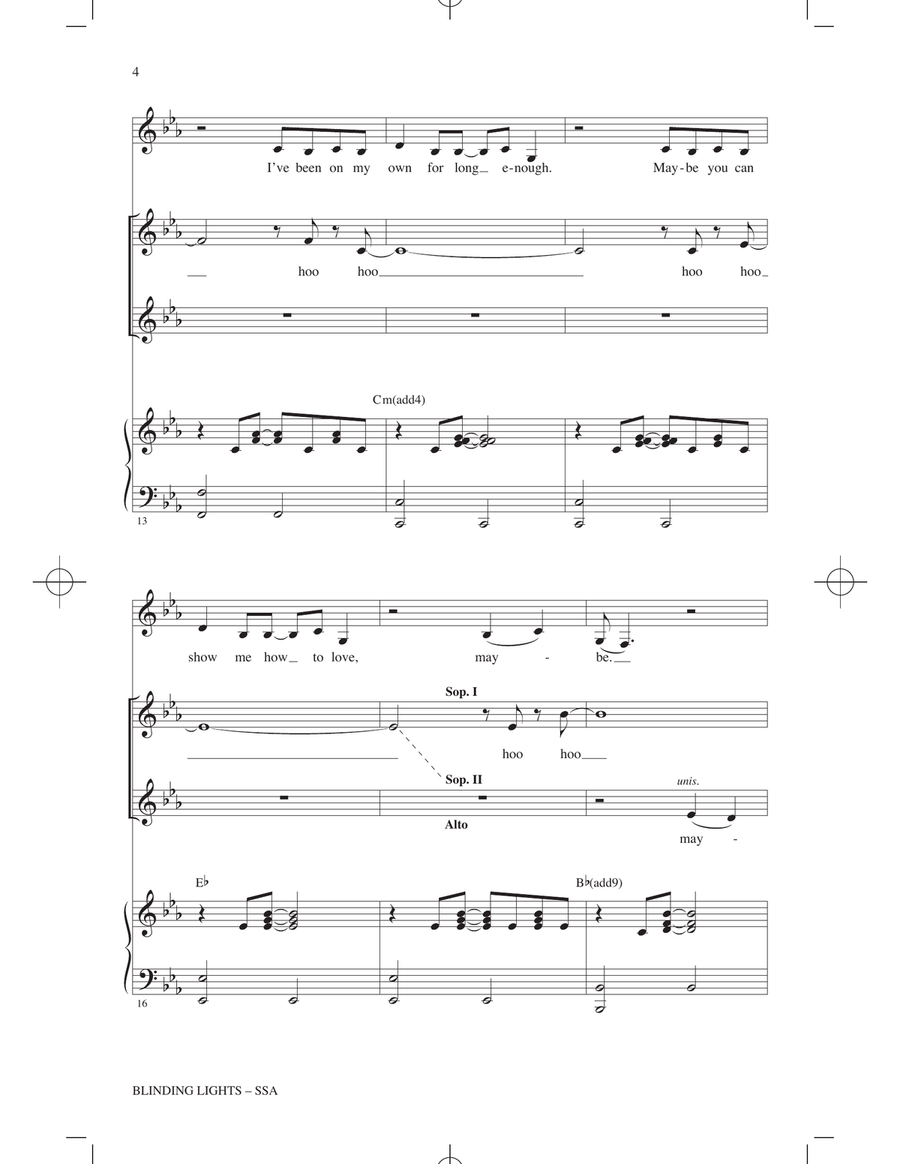 Blinding Lights (arr. Mark Brymer) SSA scores gallery preview page 3