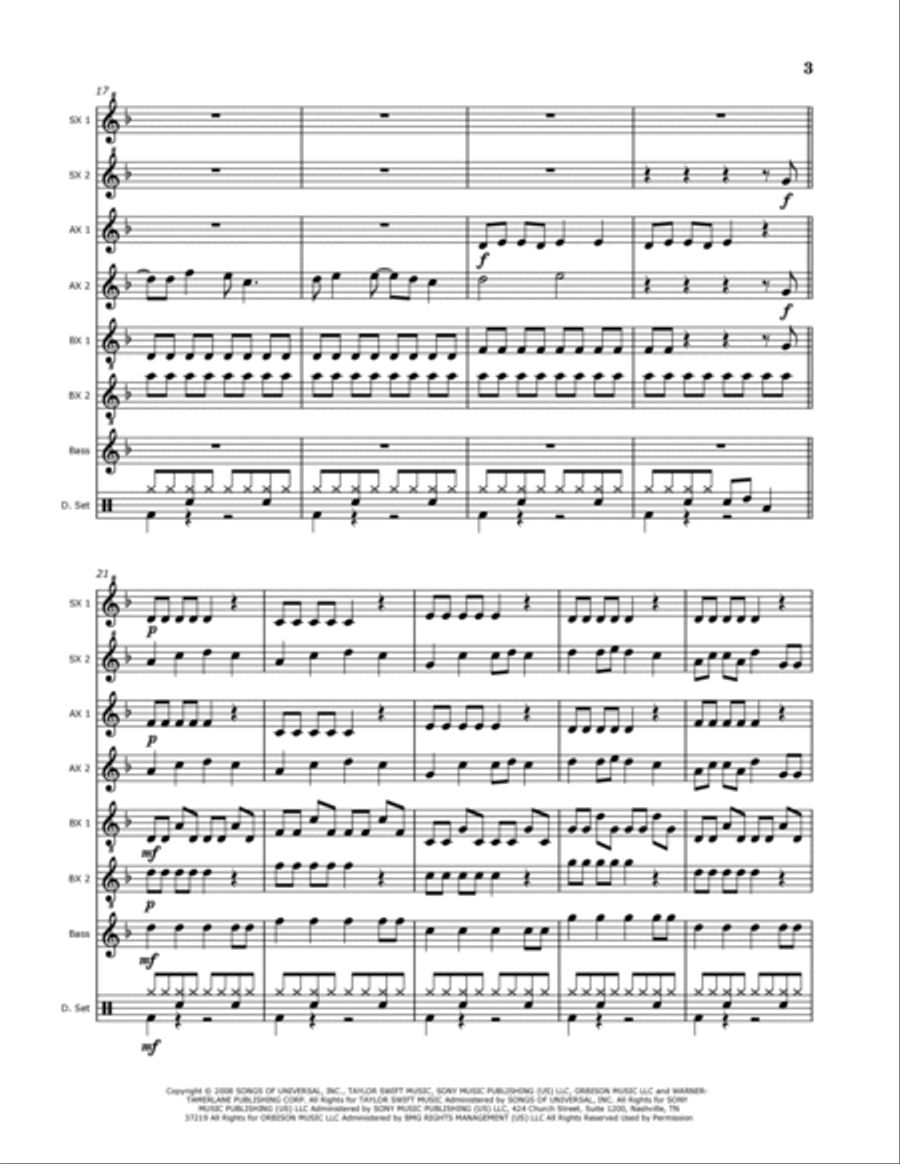 You Belong With Me Percussion Ensemble scores gallery preview page 3