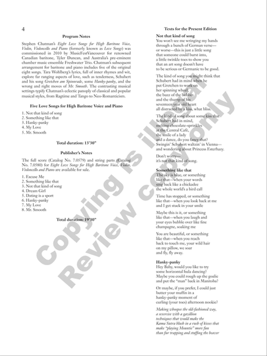 Five Love Songs for High Baritone Voice and Piano High Voice scores gallery preview page 21
