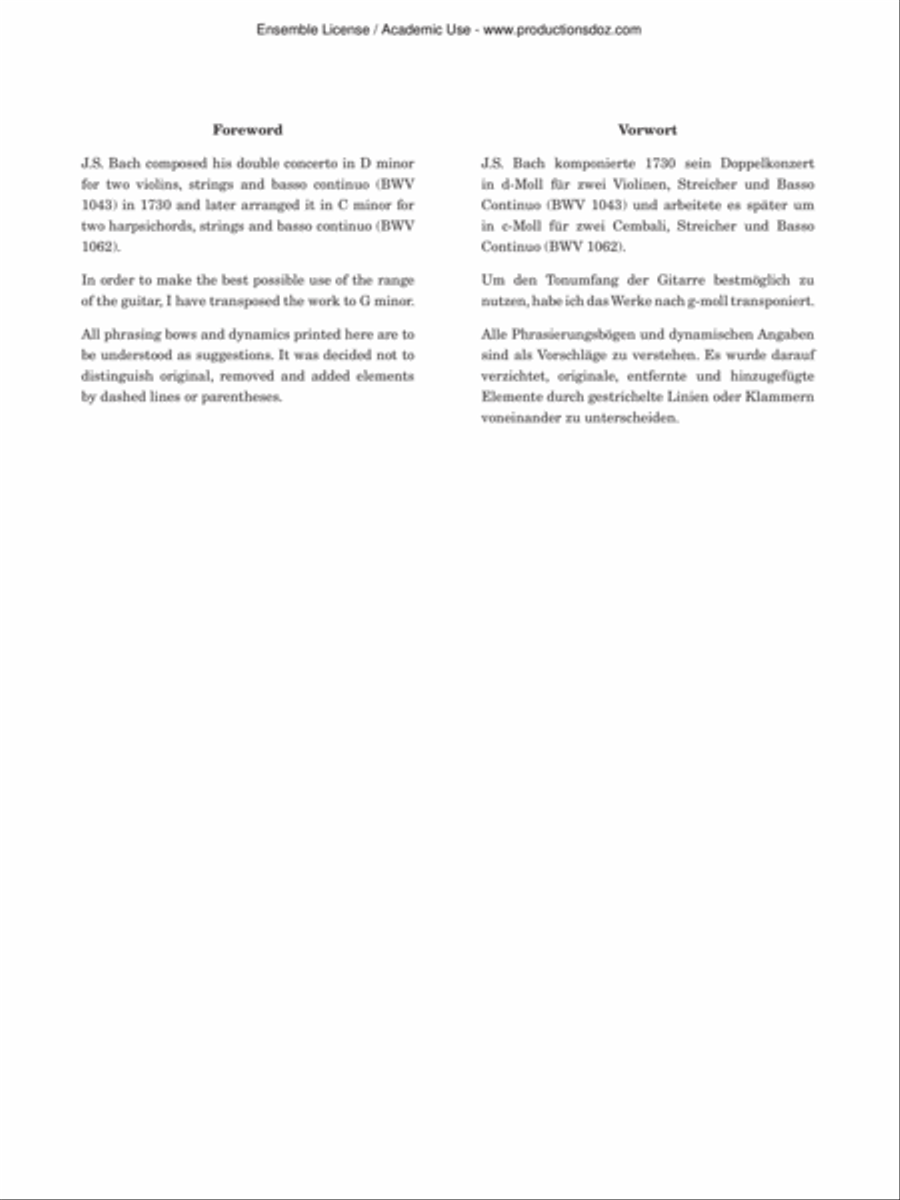 Concerto in G minor BWV 1043 Guitar Ensemble scores gallery preview page 2