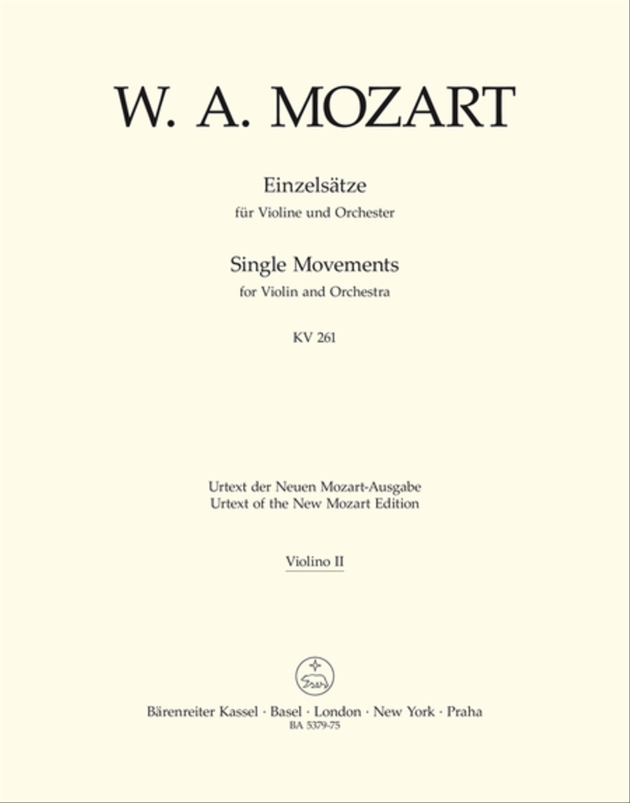 Einzelsatze for Violin and Orchestra KV 261, 269 (261a), 373 Violin scores gallery preview page 1