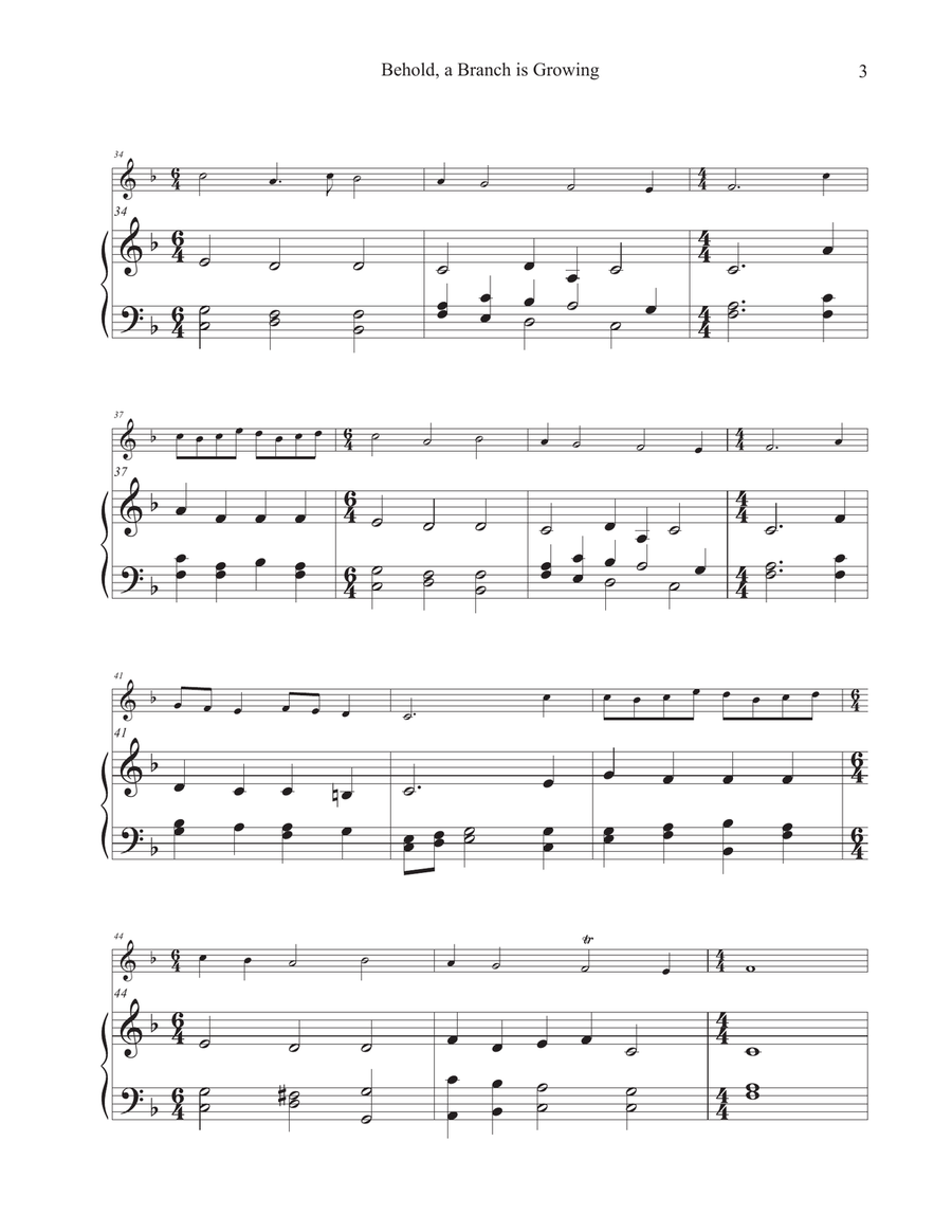 Behold, A Branch is Growing (Hymn Tune: ES IST EIN ROS) Flute Solo scores gallery preview page 3