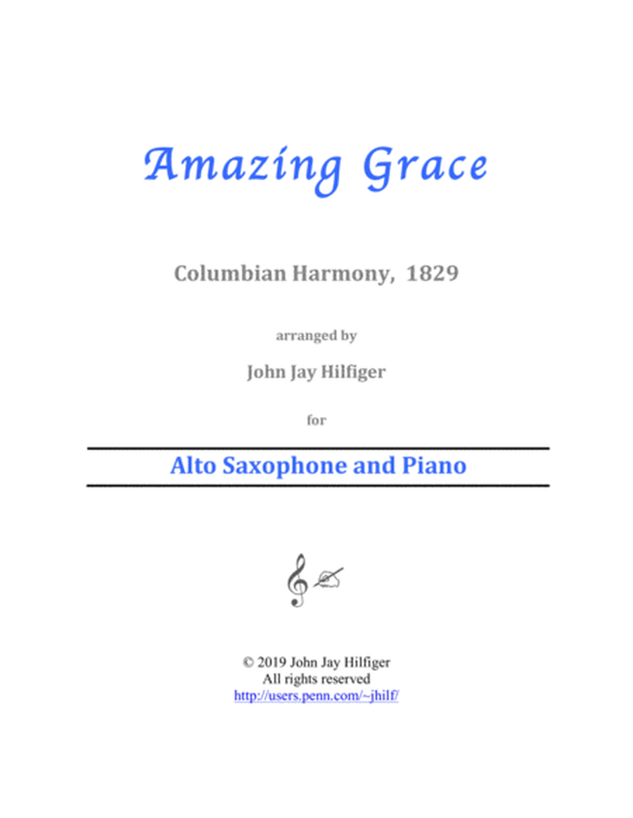 Amazing Grace for Alto Saxophone and Piano image number null