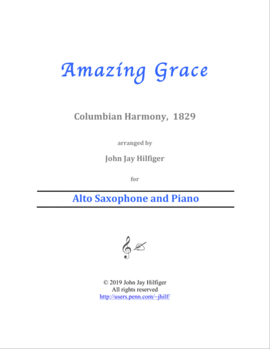 Amazing Grace for Alto Saxophone and Piano Alto Saxophone scores gallery preview page 1
