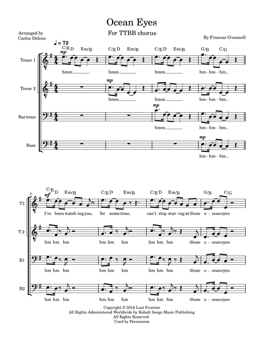 Ocean Eyes Ocean Eyes TTBB scores gallery preview page 1