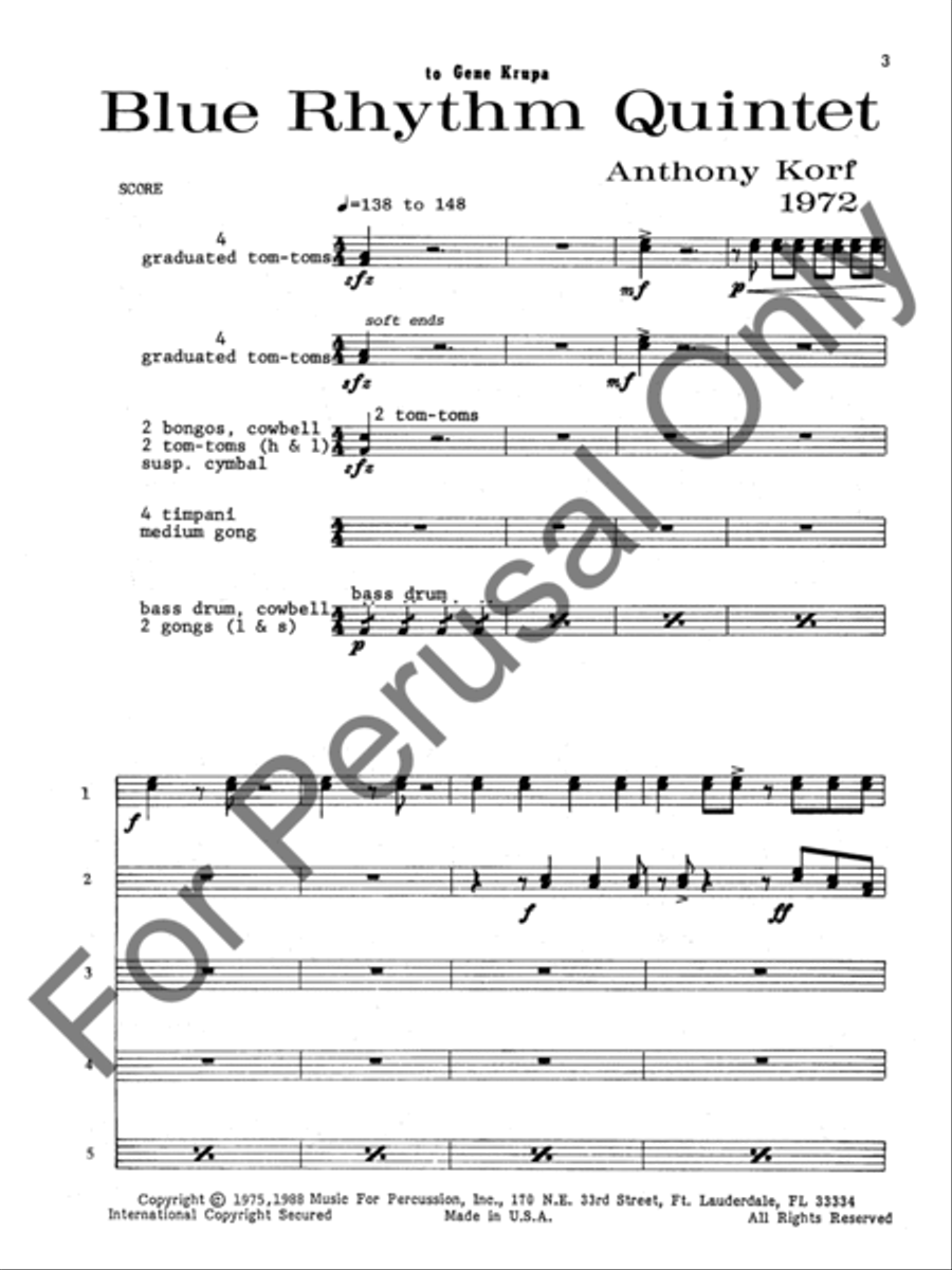 Blue Rhythm Quintet Percussion scores gallery preview page 3