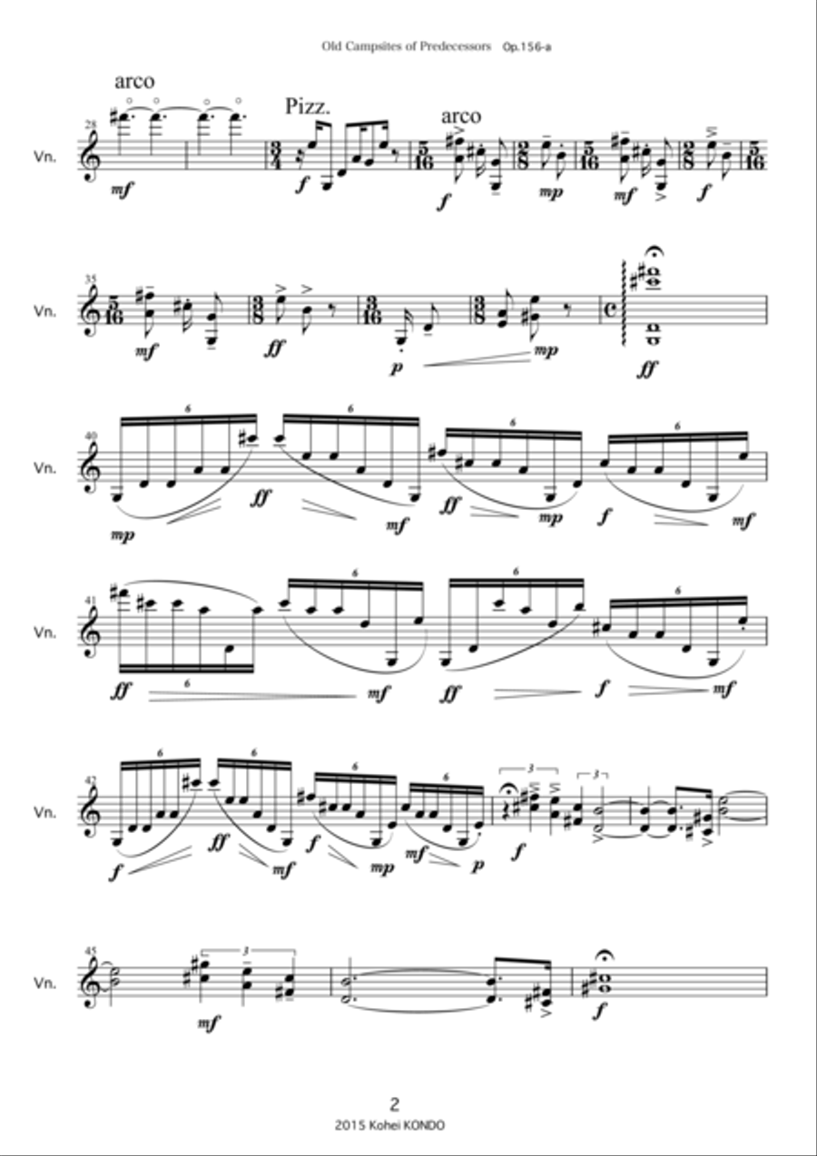 "Old Campsites of Predecessors" for violin solo Op.156-a image number null