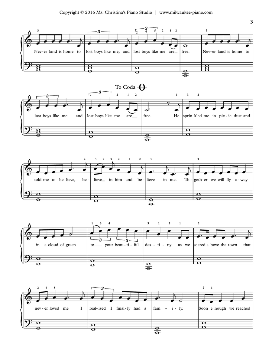 Lost Boy Easy Piano scores gallery preview page 3