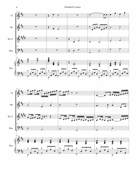 Pachelbel's Canon (Wedding Arrangement for Woodwind Quartet - Piano Accompaniment) image number null