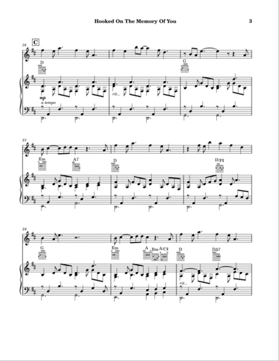 Hooked On The Memory Of You Piano scores gallery preview page 4
