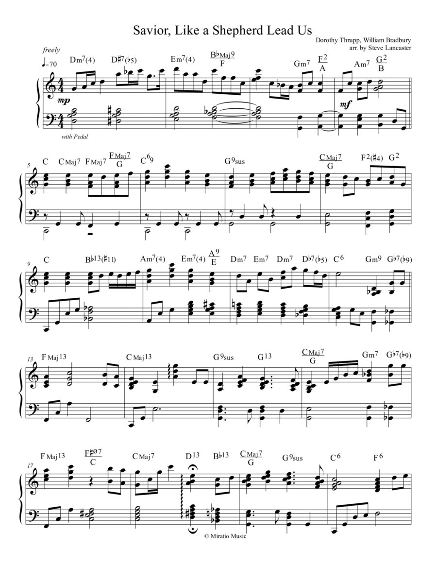 Savior, Like a Shepherd Lead Us - lite jazz arr. for solo piano image number null