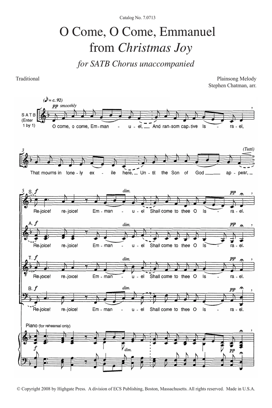 O Come, O Come, Emmanuel from Christmas Joy 4-Part scores gallery preview page 2