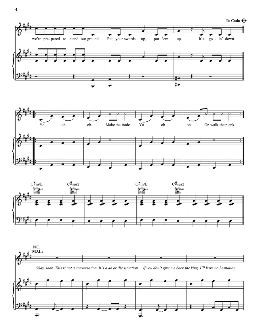 It's Goin' Down (from Disney's Descendants 2) Piano, Vocal, Guitar scores gallery preview page 4