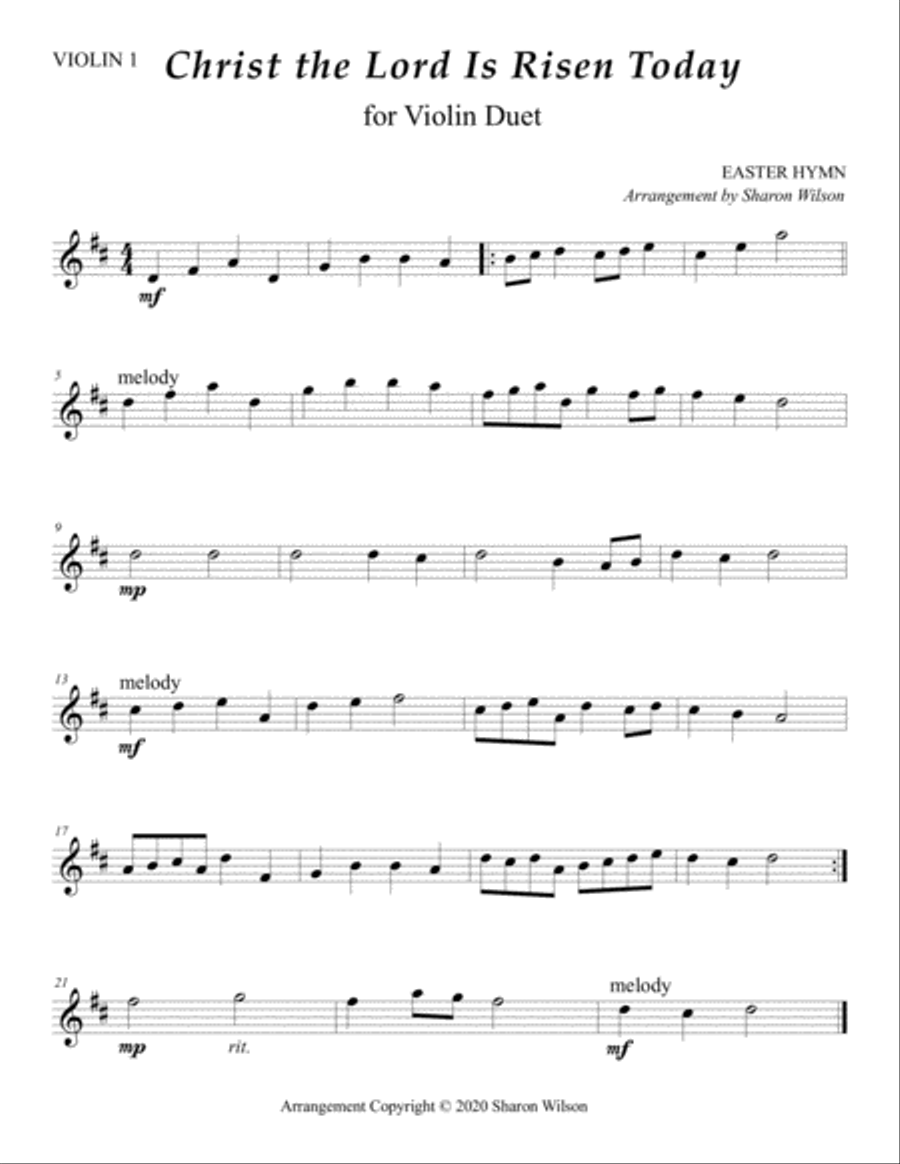 Christ the Lord Is Risen Today (for Violin Duet) String Duet scores gallery preview page 2