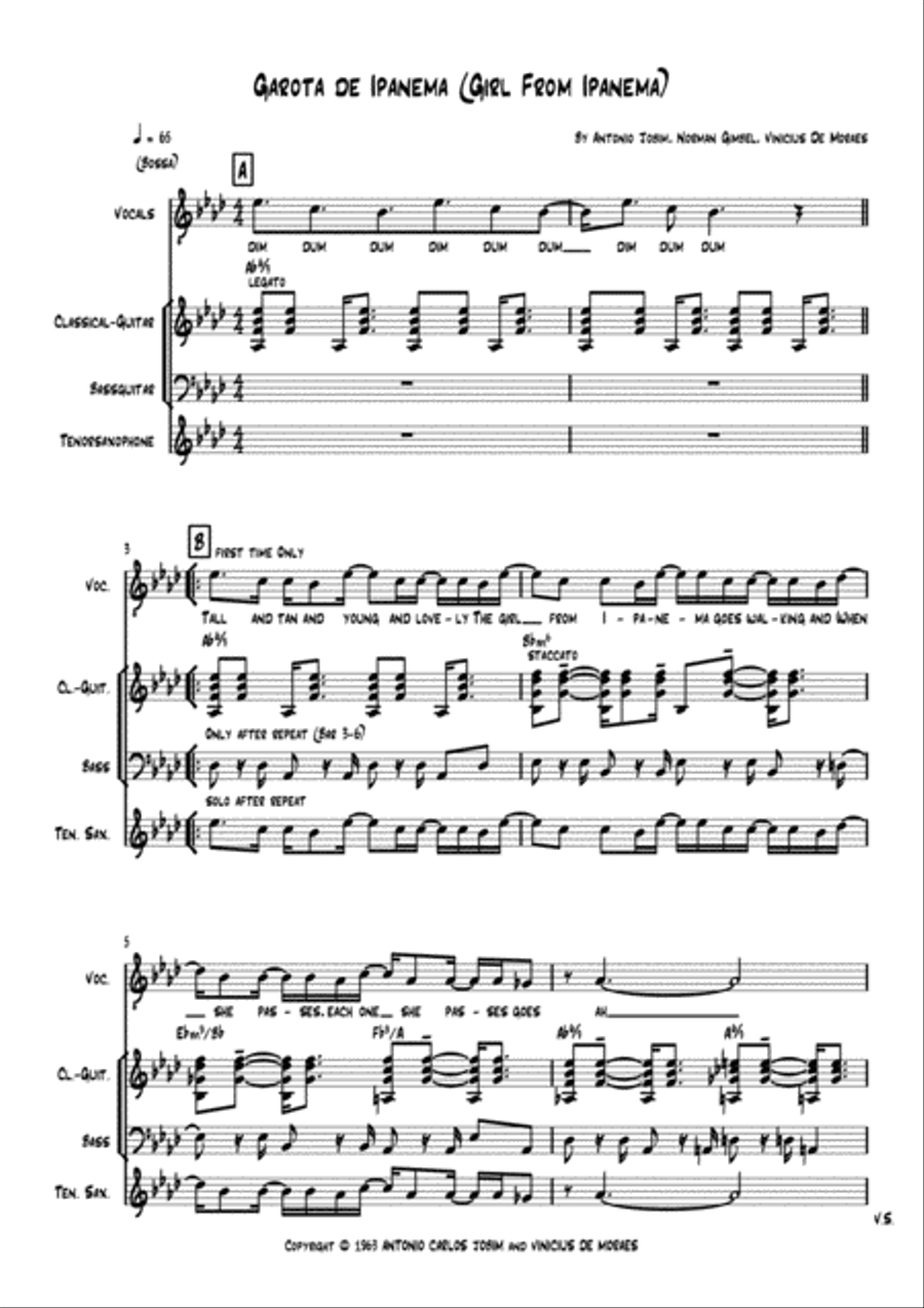 The Girl From Ipanema (Garota De Ipanema) Small Ensemble scores gallery preview page 3
