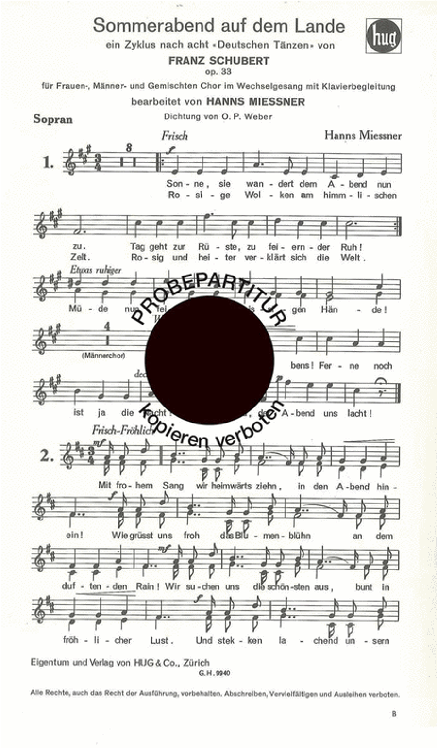 Sommerabend auf dem Lande Choir scores gallery preview page 1