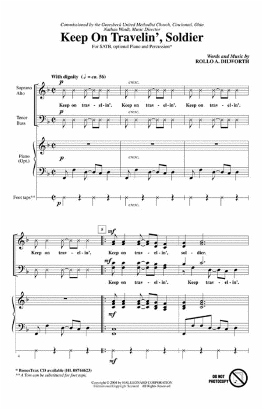 Keep on Travelin', Soldier 4-Part scores gallery preview page 2