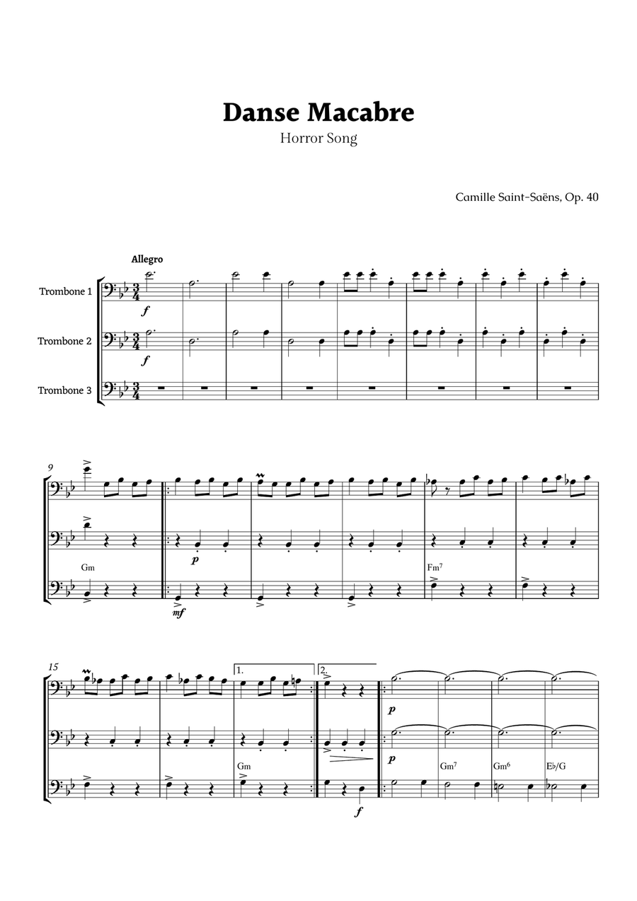 Danse Macabre by Saint-Saëns Chamber Music scores gallery preview page 1