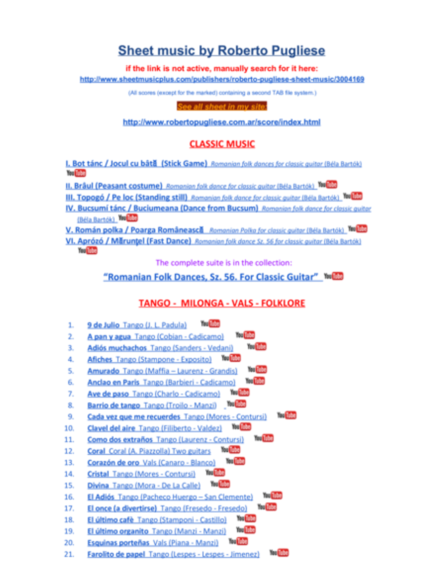 Silencio - Tango guitar Classical Guitar scores gallery preview page 4