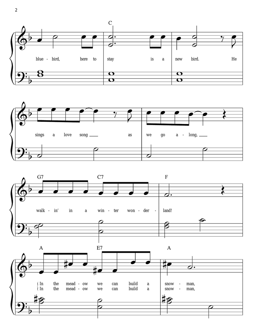 Winter Wonderland Winter Wonderland Easy Piano scores gallery preview page 2