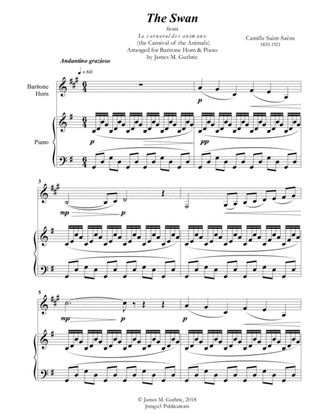 Saint-Saens: The Swan for Baritone Horn & Piano image number null