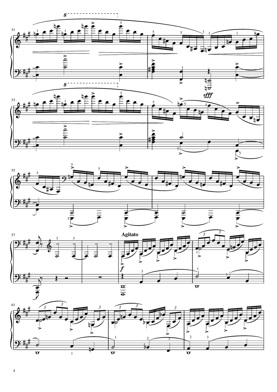 Rachmaninoff - Morceaux de fantaisie, Polichinelle, Op.3 No.4 - Original With Fingering Piano Solo scores gallery preview page 4