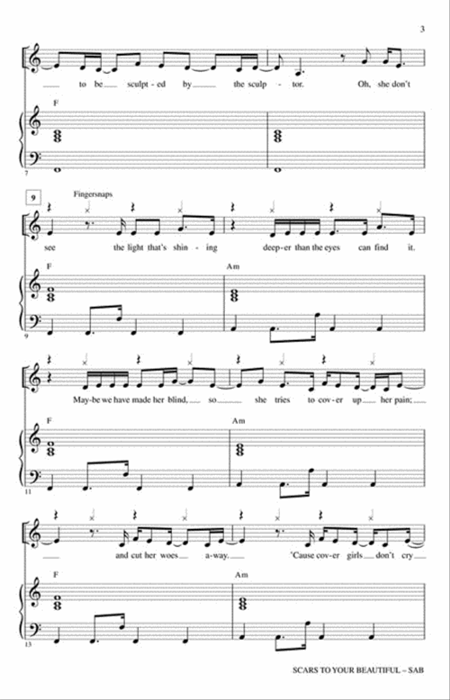 Scars to Your Beautiful Scars to Your Beautiful 4-Part scores gallery preview page 3